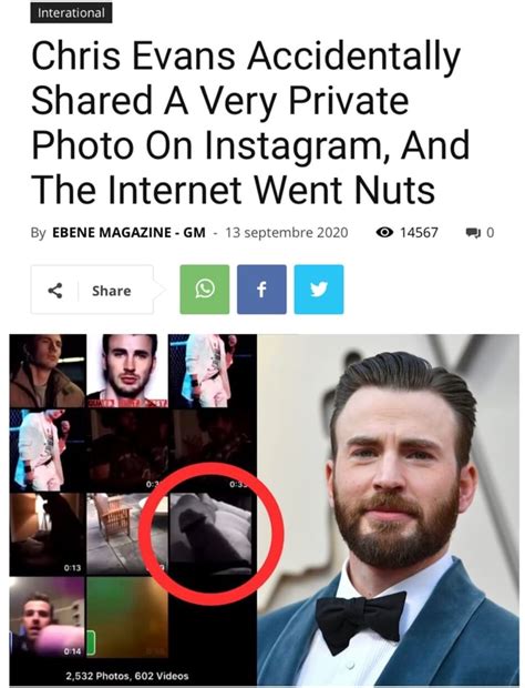 chris evans dick pick|Chris Evans Responds To His Accidental Dick Pic Photo Leak